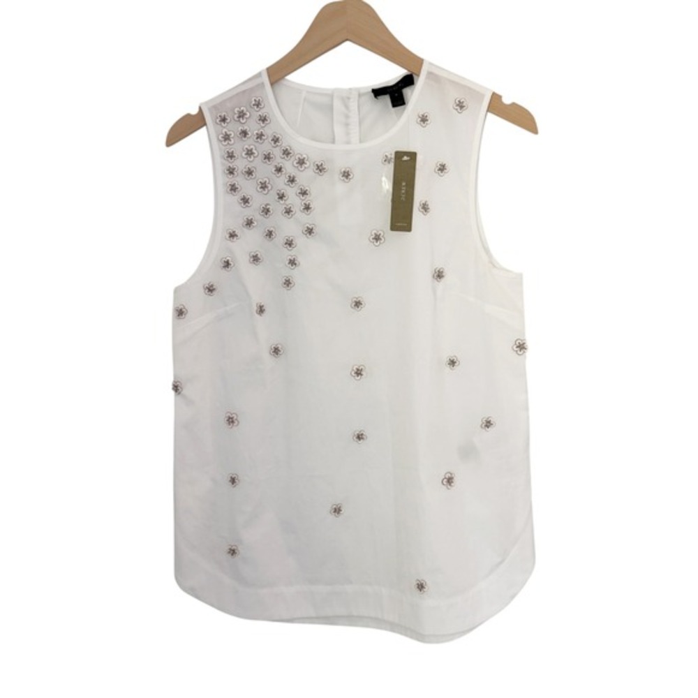 NWT J. Crew White Floral Sequin Sleeveless Cotton Top Size 4